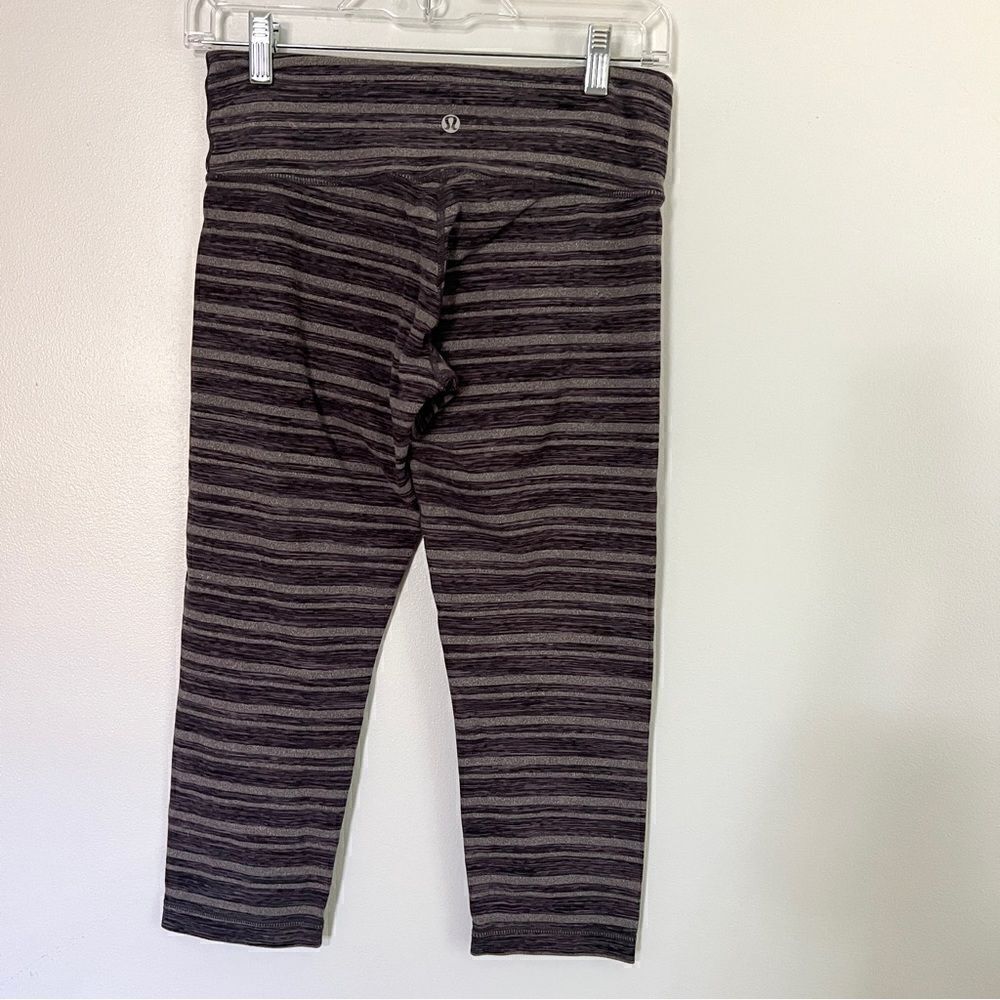 Lululemon Wunder Under BSG Black Stripes Galore Crop Leggings Rare Print 6